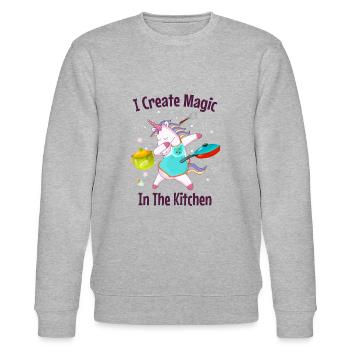 Ich zaubere in der Küche Koch Hausmann Hausfrau - Stanley/Stella Unisex Bio-Sweatshirt CHANGER  - Grau meliert - Vorne - Nik (191cm) & Marisol (170cm)