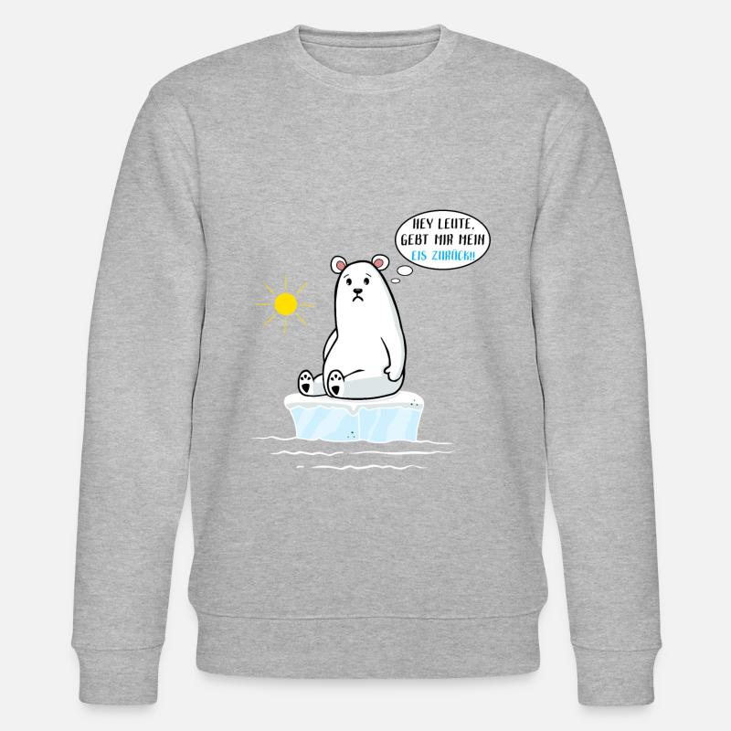 Klimawandel Umweltschutz Erderwärmung Eisbär - Stanley/Stella Unisex Bio-Sweatshirt CHANGER  - Grau meliert