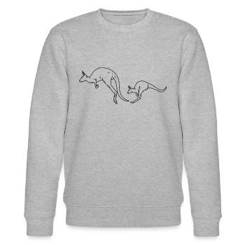 Känguru Mutter und Kind schwarzweiss - Stanley/Stella Unisex Bio-Sweatshirt CHANGER  - Grau meliert - Vorne - Nik (191cm) & Marisol (170cm)