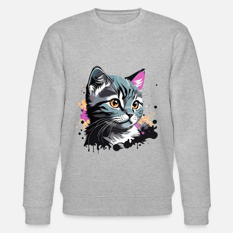 süsses Kätzchen, Katze - Stanley/Stella Unisex Bio-Sweatshirt CHANGER  - Grau meliert
