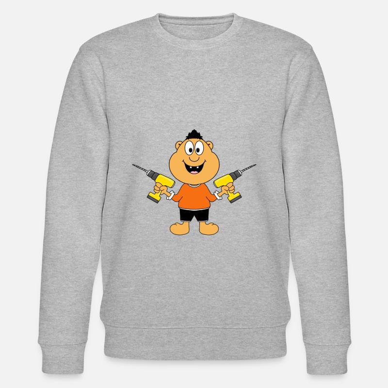 MANN - HEIMWERKER - HANDWERKER - BOHRER - FUN - Stanley/Stella Unisex Bio-Sweatshirt CHANGER  - Grau meliert