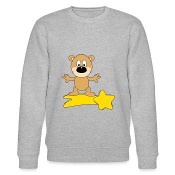STERNSCHNUPPE - SURFER - TEDDY - BÄR - TEDDYBÄR - Stanley/Stella Unisex Bio-Sweatshirt CHANGER  - Grau meliert - Vorne - Nik (191cm) & Marisol (170cm)