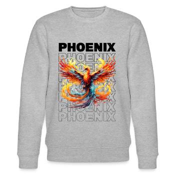 Phoenix Phoenix Fire Flames Mythologie des oiseaux - Sweat bio CHANGER Stanley/Stella Unisexe - gris chiné - Devant - Nik (191cm) & Marisol (170cm)