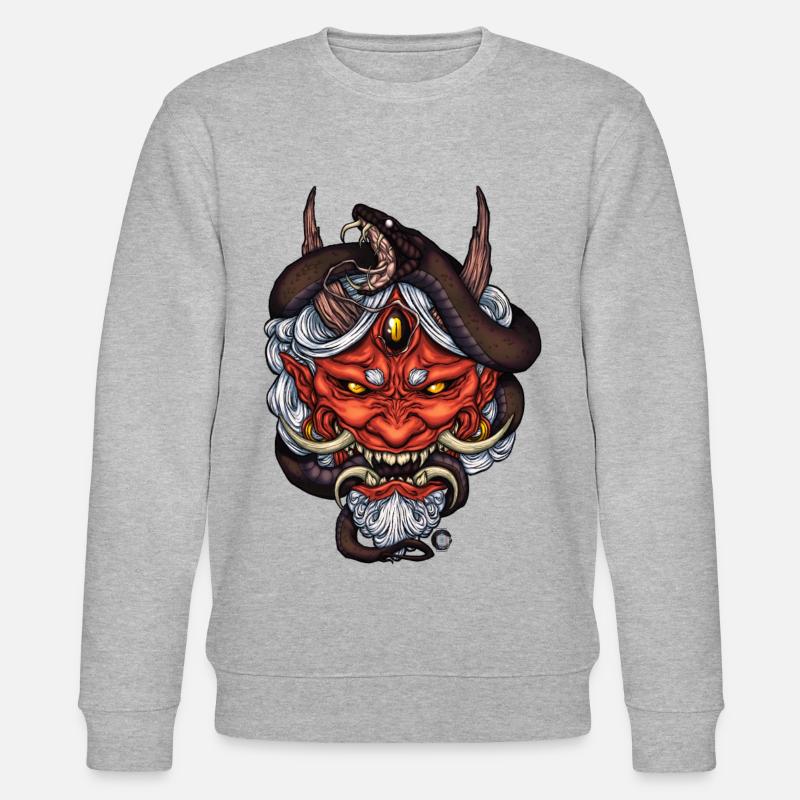 Schlangenroter Oni-Dämon - Stanley/Stella Unisex Bio-Sweatshirt CHANGER  - Grau meliert
