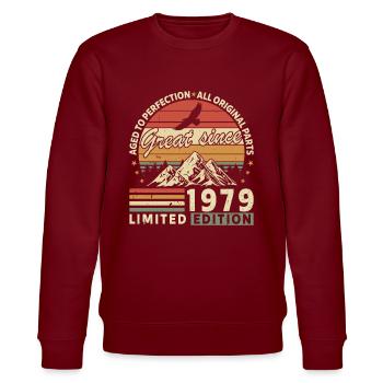 Anniversaire légendaire de 1979 Vintage - Sweat bio CHANGER Stanley/Stella Unisexe - bordeaux - Devant - Nik (191cm) & Marisol (170cm)