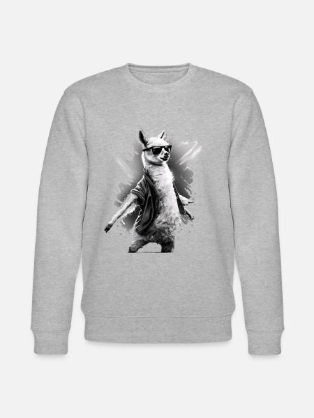 Dansende lama lamaer Alpakka dyregaveide - Stanley/Stella CHANGER økologisk unisex-sweatshirt - gråmelert