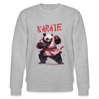 Lustiger japanischer Karate Panda Kawaii Karateka - Stanley/Stella Unisex Bio-Sweatshirt CHANGER  - Grau meliert - Vorne - Nik (191cm) & Marisol (170cm)