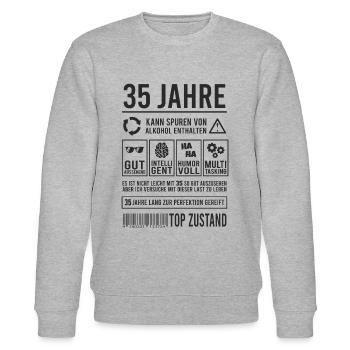 35. Geburtstag Männer Frauen Lustig 35 Jahre - Stanley/Stella Unisex Bio-Sweatshirt CHANGER  - Grau meliert - Vorne - Nik (191cm) & Marisol (170cm)