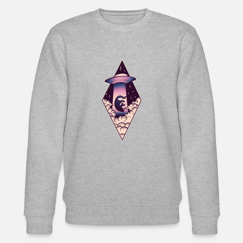 UFO Katze - Stanley/Stella Unisex Bio-Sweatshirt CHANGER  - Grau meliert