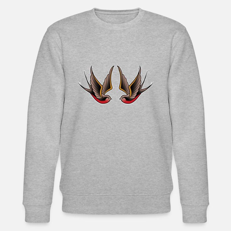 Doppelter Vogel alte Schule Tattoo-Stil - Stanley/Stella Unisex Bio-Sweatshirt CHANGER - Grau meliert