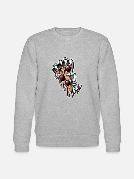Hovedskelet Pizza chorizo old-school tatovering kunst - Stanley/Stella økologisk unisex-sweatshirt CHANGER  - grå meleret