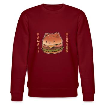Katzen-Kawaii-Burger - Stanley/Stella Unisex Bio-Sweatshirt CHANGER  - Burgunderrot - Vorne - Nik (191cm) & Marisol (170cm)
