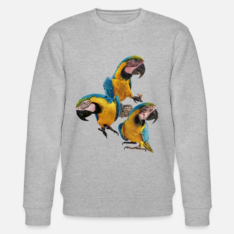 Der blau-gelbe Ara - Stanley/Stella Unisex Bio-Sweatshirt CHANGER  - Grau meliert