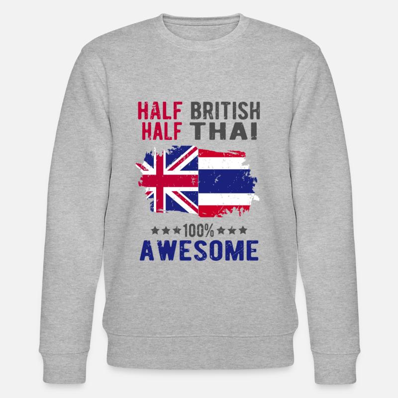 Half British Half Thai - Stanley/Stella CHANGER Unisex Organic Sweatshirt - heather grey