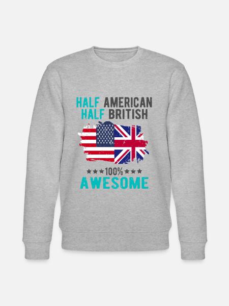 Half American Half British - Stanley/Stella CHANGER Unisex Organic Sweatshirt - heather grey