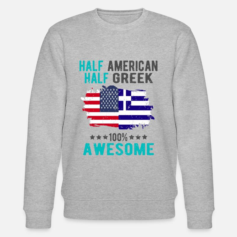 Half American Half Greek - Stanley/Stella CHANGER Unisex Organic Sweatshirt - heather grey