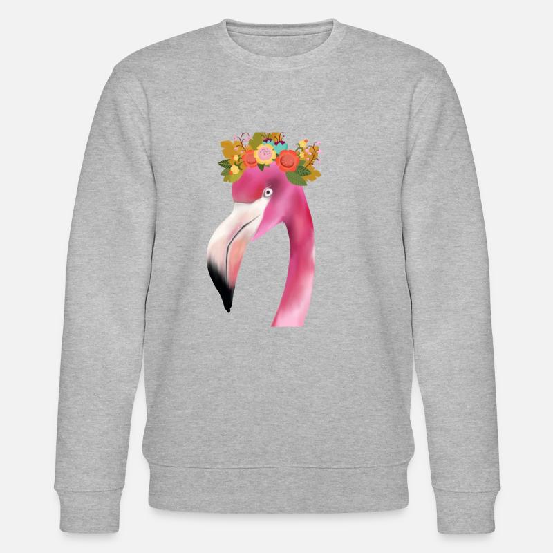 Flamingo mit Kranz - Stanley/Stella Unisex Bio-Sweatshirt CHANGER  - Grau meliert