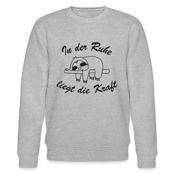 Faultier In der Ruhe liegt die Kraft - Stanley/Stella Unisex Bio-Sweatshirt CHANGER  - Grau meliert - Vorne - Nik (191cm) & Marisol (170cm)