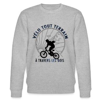 Vélo tout terrain à travers les bois - Sweat bio CHANGER Stanley/Stella Unisexe - gris chiné - Devant - Nik (191cm) & Marisol (170cm)