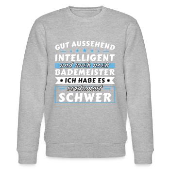Gut aussehend intelligent - Bademeister Edition - Stanley/Stella Unisex Bio-Sweatshirt CHANGER  - Grau meliert - Vorne - Nik (191cm) & Marisol (170cm)