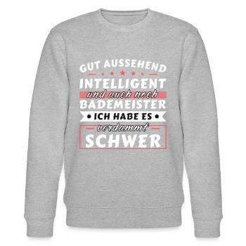 Gut aussehend intelligent - Bademeister Edition - Stanley/Stella Unisex Bio-Sweatshirt CHANGER  - Grau meliert - Vorne - Nik (191cm) & Marisol (170cm)