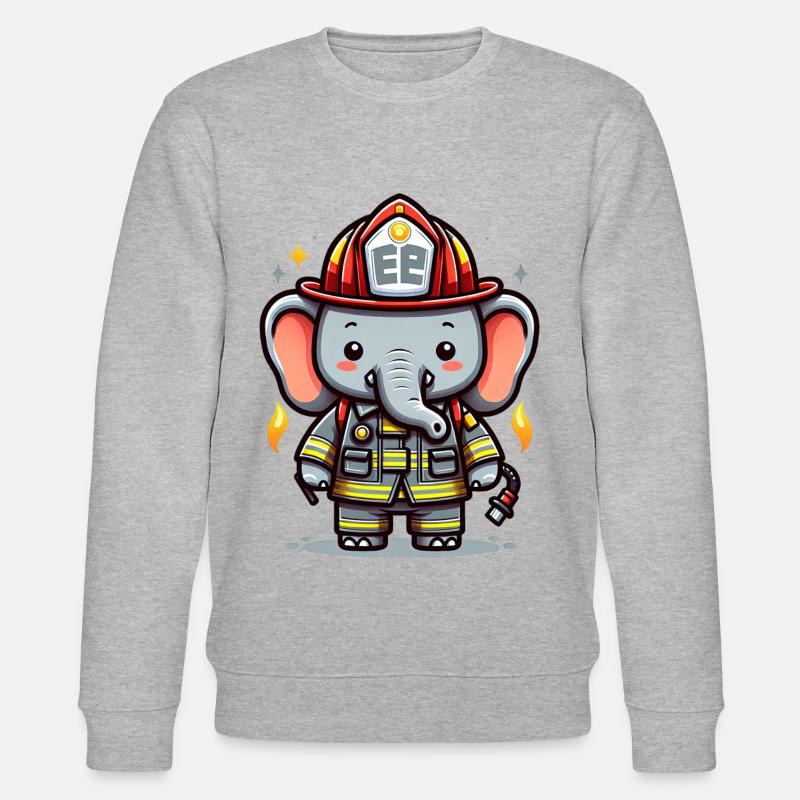 Pompier éléphant mignon - Sweat bio CHANGER Stanley/Stella Unisexe - gris chiné