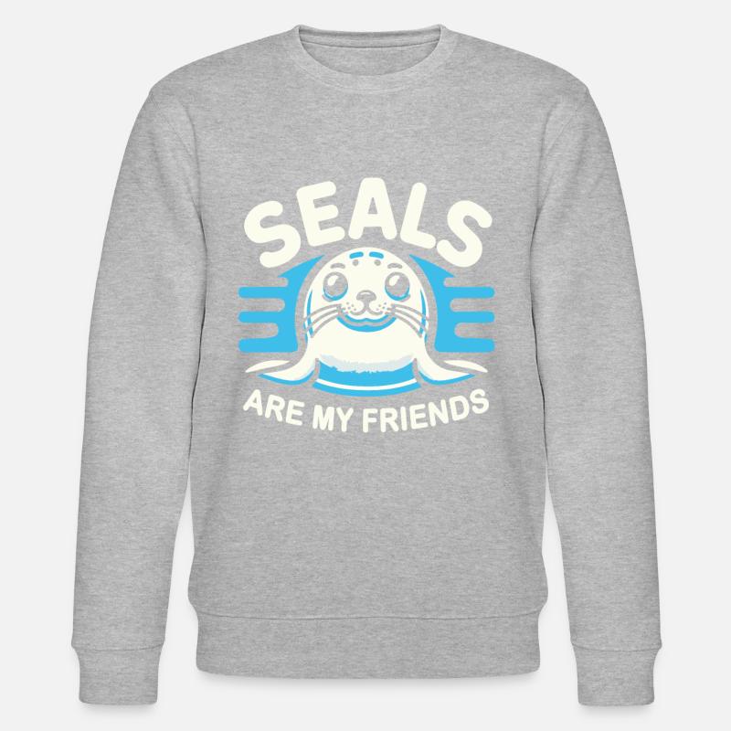 Robbe Robben Tier Seelöwe - Stanley/Stella Unisex Bio-Sweatshirt CHANGER - Grau meliert
