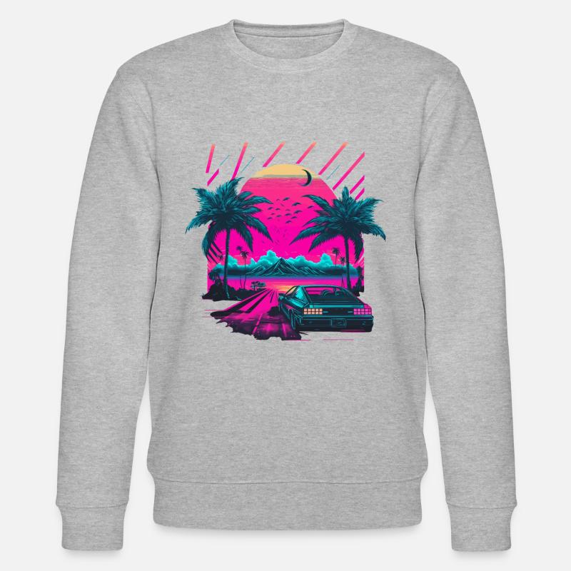 Synthwave Palm Beach - Stanley/Stella Unisex Bio-Sweatshirt CHANGER  - Grau meliert