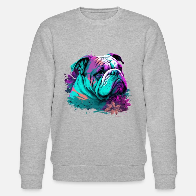 Feuilles et bouledogue - Sweat bio CHANGER Stanley/Stella Unisexe - gris chiné