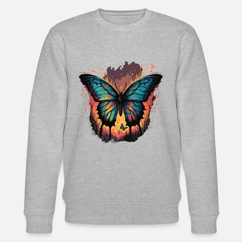 Coucher de soleil papillon - Sweat bio CHANGER Stanley/Stella Unisexe - gris chiné