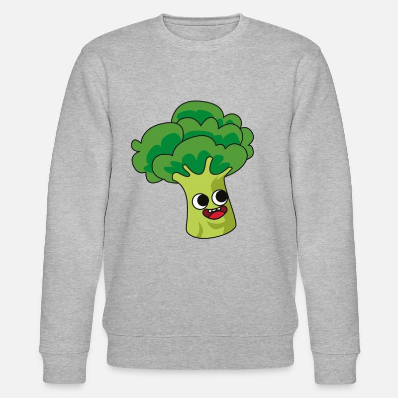 Brokkoli Comic Vegan - Stanley/Stella Unisex Bio-Sweatshirt CHANGER  - Grau meliert
