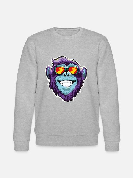 Monkey sunglasses head face - Stanley/Stella CHANGER Unisex Organic Sweatshirt - heather grey