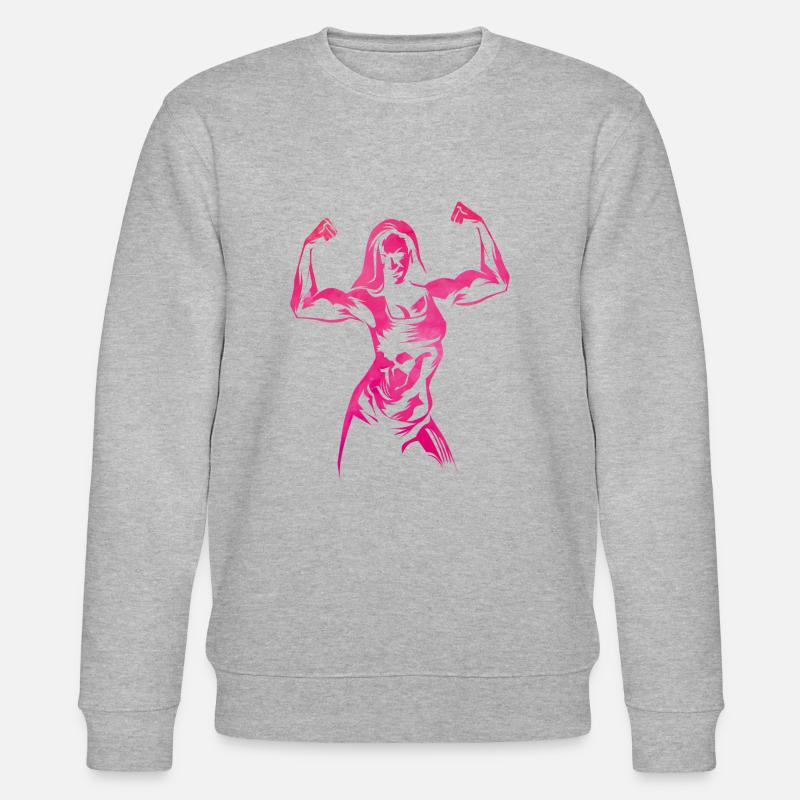 Frau Bodybuilderin Silhouette - Stanley/Stella Unisex Bio-Sweatshirt CHANGER  - Grau meliert
