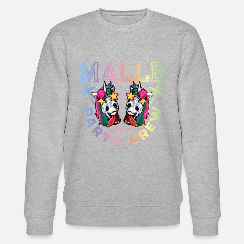 Malle party crew einhorn - Stanley/Stella Unisex Bio-Sweatshirt CHANGER  - Grau meliert