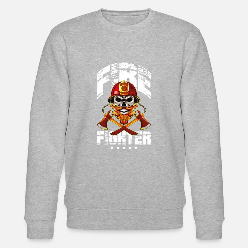 Pompier pompiers squelette cool - Sweat bio CHANGER Stanley/Stella Unisexe - gris chiné