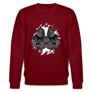 gorilla muscles gym fitness beast - Stanley/Stella CHANGER Unisex Organic Sweatshirt - burgundy - Front - Nik (191cm) & Marisol (170cm)