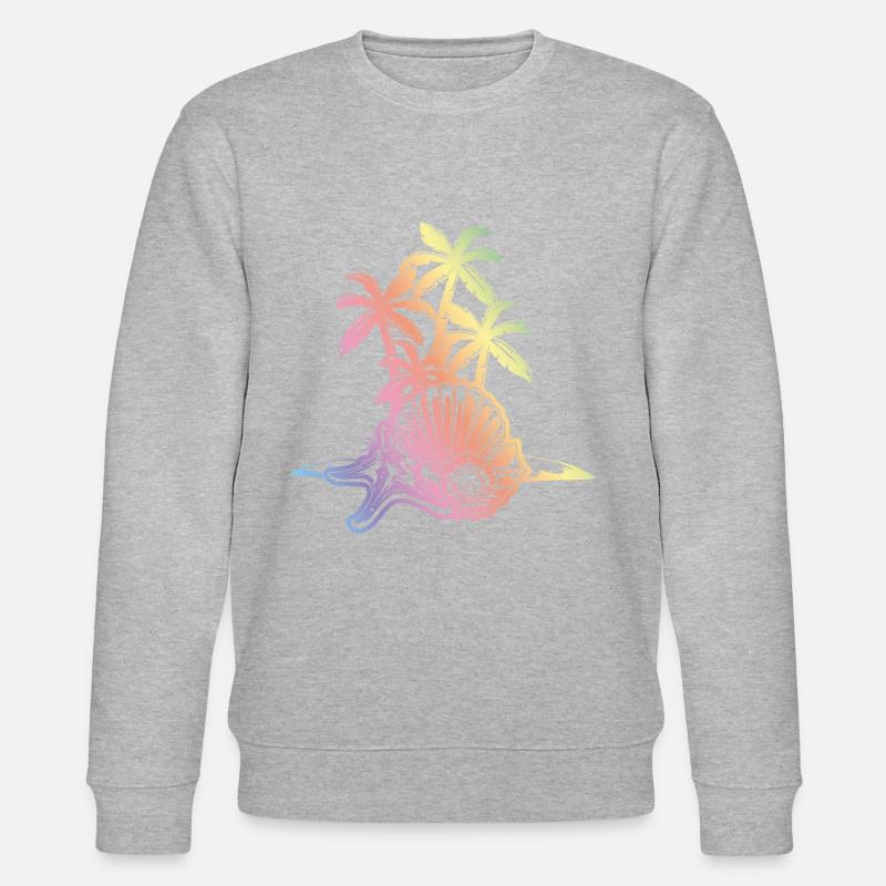 Plage palme symbole île - Sweat bio CHANGER Stanley/Stella Unisexe - gris chiné
