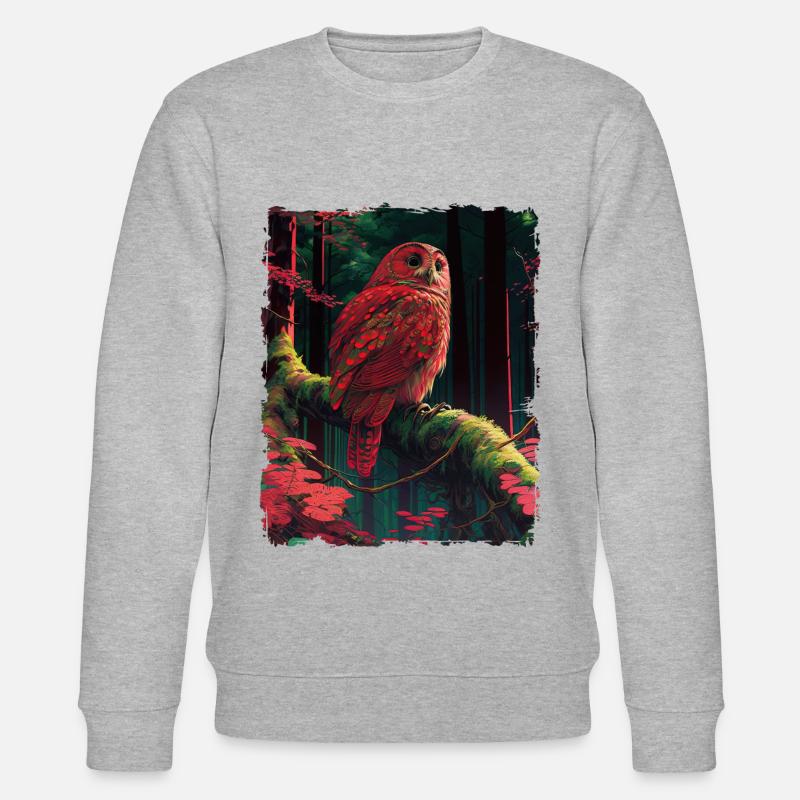 Rote Eule Mystisch Fantasy Wald - Stanley/Stella Unisex Bio-Sweatshirt CHANGER  - Grau meliert