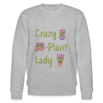 Crazy Plant Lady Gärtner Garten Pflanzenliebe - Stanley/Stella Unisex Bio-Sweatshirt CHANGER  - Grau meliert - Vorne - Nik (191cm) & Marisol (170cm)