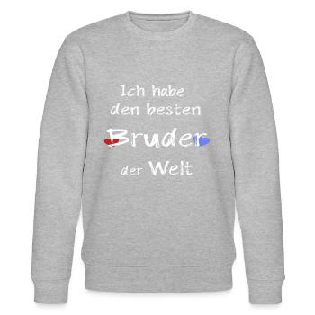Ich habe den besten Bruder der Welt - Stanley/Stella Unisex Bio-Sweatshirt CHANGER  - Grau meliert - Vorne - Nik (191cm) & Marisol (170cm)