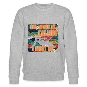 Le vent m’appelle, je dois faire du kitesurf - Sweat bio CHANGER Stanley/Stella Unisexe - gris chiné - Devant - Nik (191cm) & Marisol (170cm)