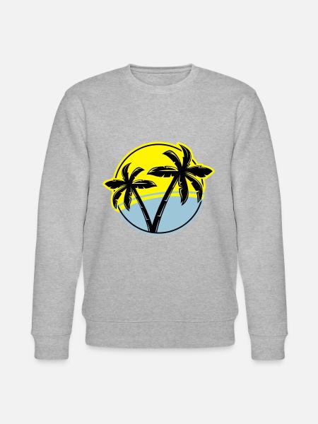 palm silhouette circle beach - Stanley/Stella CHANGER Unisex Organic Sweatshirt - heather grey