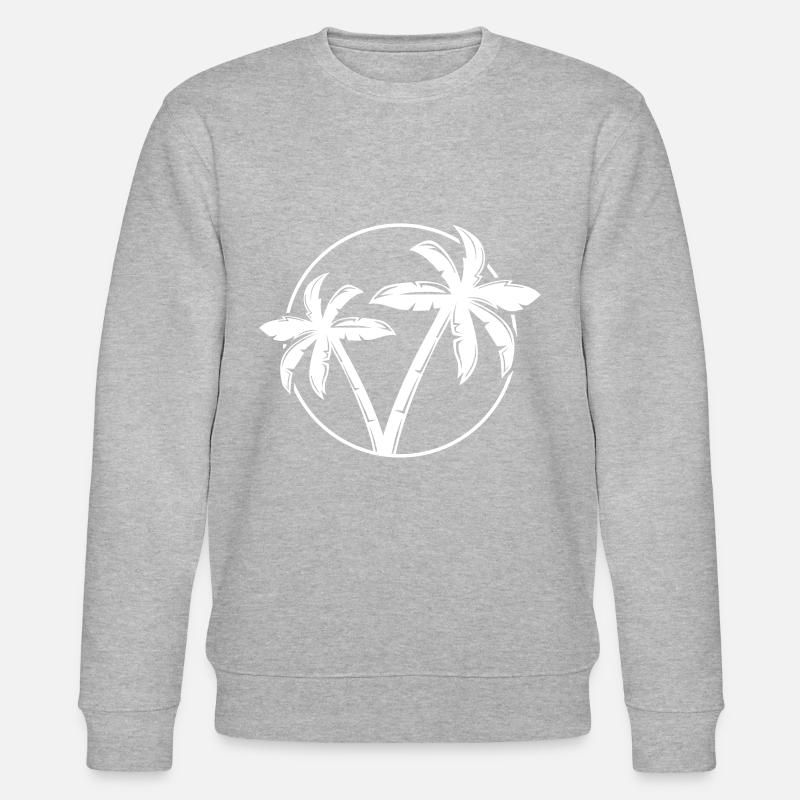 palm silhouette circle beach - Stanley/Stella CHANGER Unisex Organic Sweatshirt - heather grey