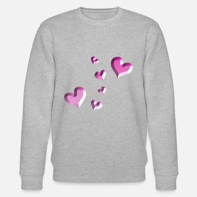 pink heart pattern glitter - Stanley/Stella CHANGER Unisex Organic Sweatshirt - heather grey