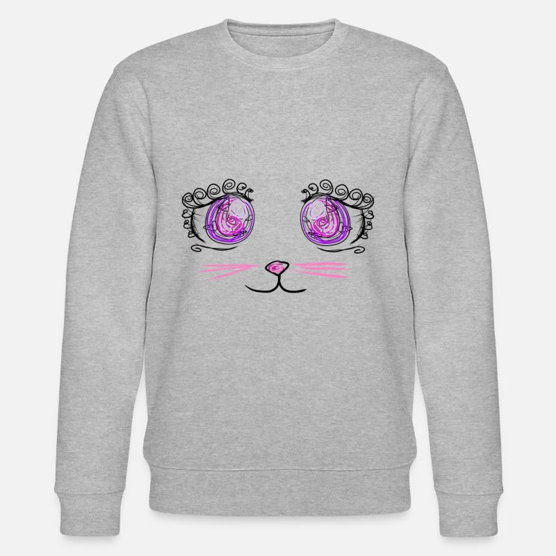 Manga Katze - Stanley/Stella Unisex Bio-Sweatshirt CHANGER  - Grau meliert