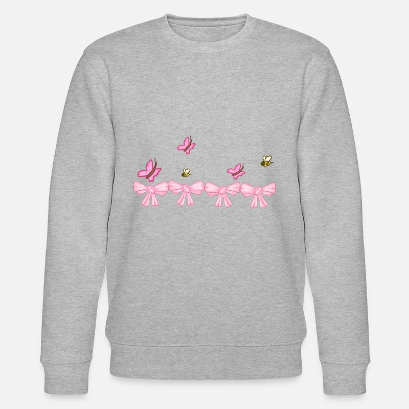 papillon rose broyant naturel - Sweat bio CHANGER Stanley/Stella Unisexe - gris chiné