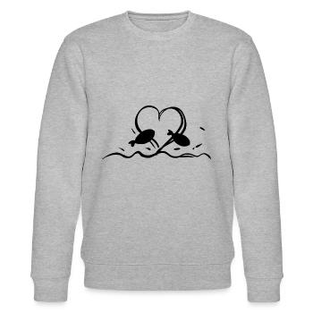 fische tierschützer herz wasser blau welle - Stanley/Stella Unisex Bio-Sweatshirt CHANGER  - Grau meliert - Vorne - Nik (191cm) & Marisol (170cm)