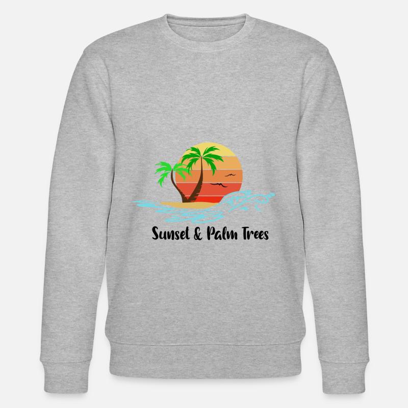 Coucher de soleil et palmiers - Sweat bio CHANGER Stanley/Stella Unisexe - gris chiné