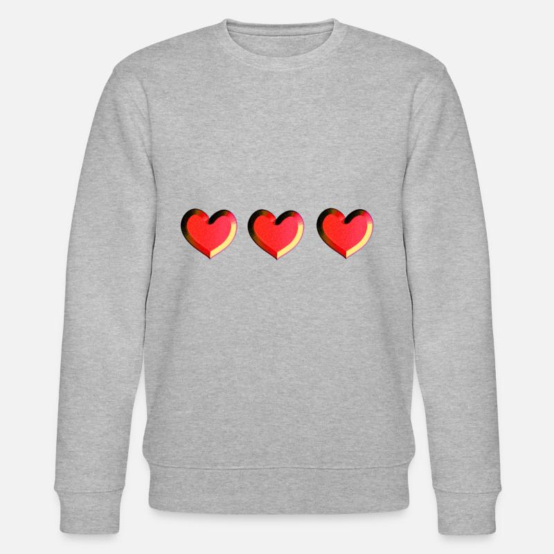 trois cœurs rouges scintillants - Sweat bio CHANGER Stanley/Stella Unisexe - gris chiné