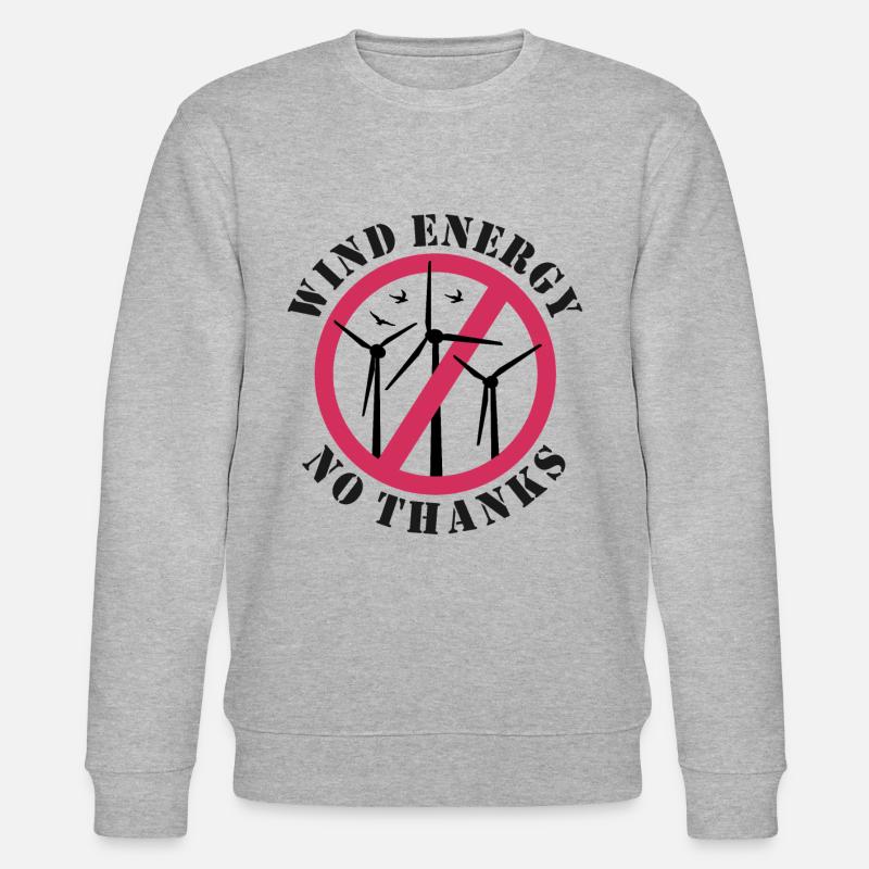 Énergie éolienne Non merci - Sweat bio CHANGER Stanley/Stella Unisexe - gris chiné